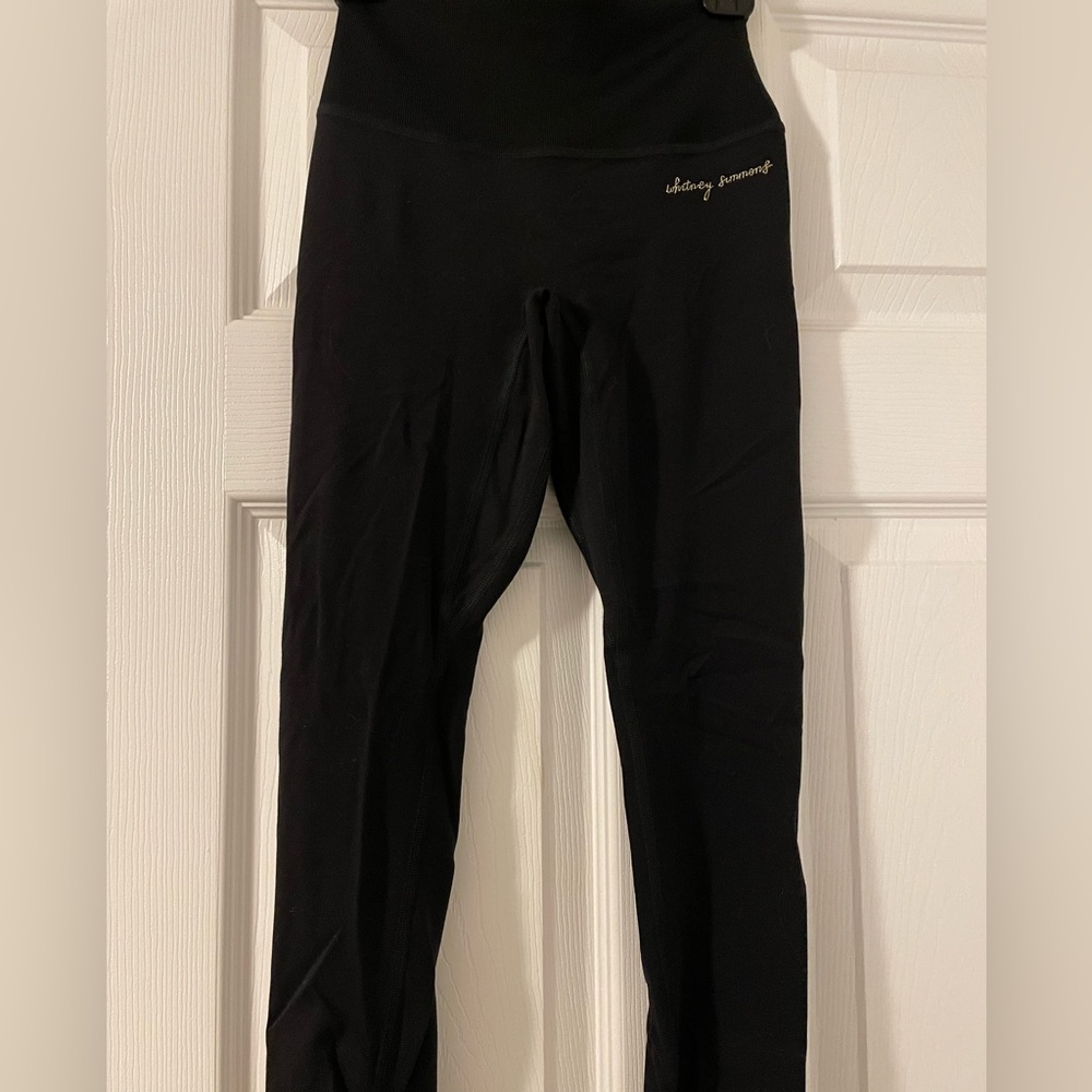 Gymshark seamless leggings, black with gold, XS